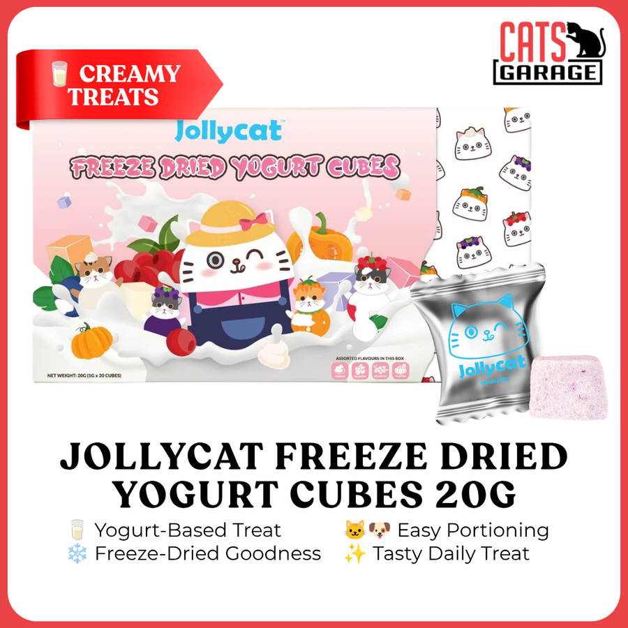 Jollycat Freeze Dried Yogurt Cubes 20g | 1g x 20 Cubes | Pet Treat & Food Topper for Cats & Dogs