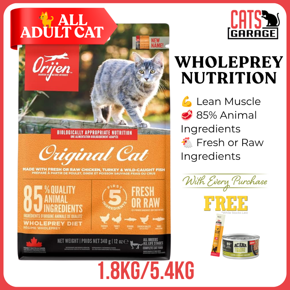 ORIJEN Original Dry Cat Food | Adult Cat Kibble Grain Free Freeze-Dried Coated WholePrey Recipe Fresh & Raw Ingredients