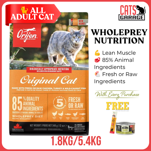 ORIJEN Original Dry Cat Food | Adult Cat Kibble Grain Free Freeze-Dried Coated WholePrey Recipe Fresh & Raw Ingredients