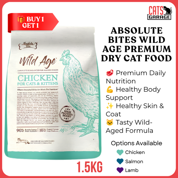 [Buy1 Get1 PROMO] Absolute Bites Wild Age Premium Dry Cat Food 1.5kg | Premium Cat Kibble for Complete Daily Nutrition