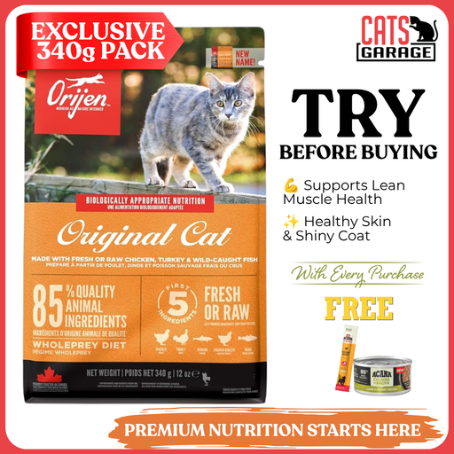 [TRIAL SIZE] ORIJEN Original Cat Food 340g | Freeze-Dried Coated High Protein Dry Cat Kibble Adult Grain Free