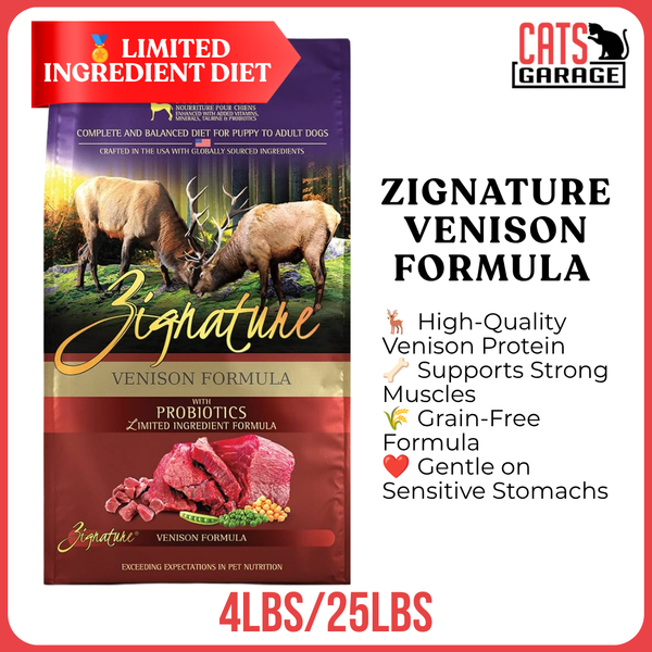 Zignature Venison Formula Dry Dog Food | Grain-Free | Sensitive Skin & Stomach