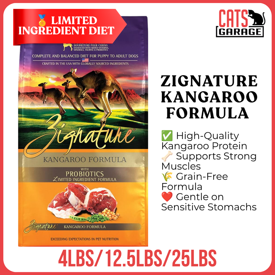 Zignature Kangaroo Formula Grain-Free Limited Ingredient Dry Dog Food | Hypoallergenic Dog Kibble