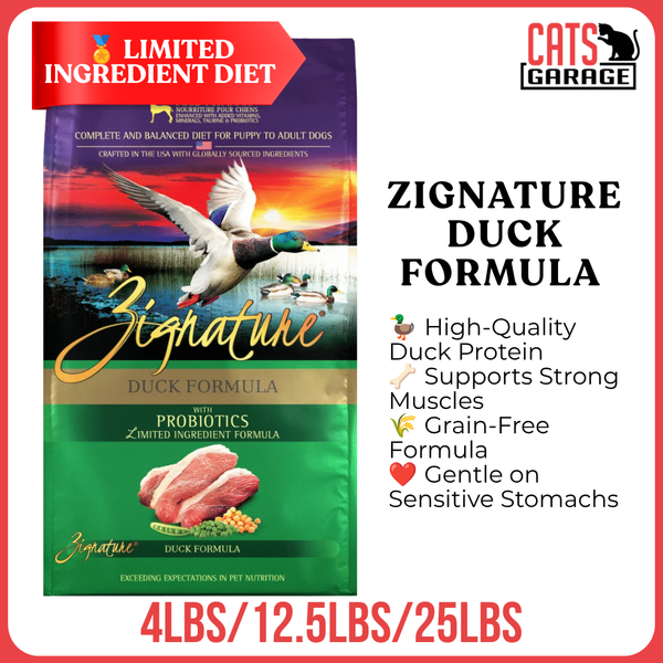 Zignature Duck Formula Grain-Free Dry Dog Food | Sensitive Skin & Stomach | Chicken-Free
