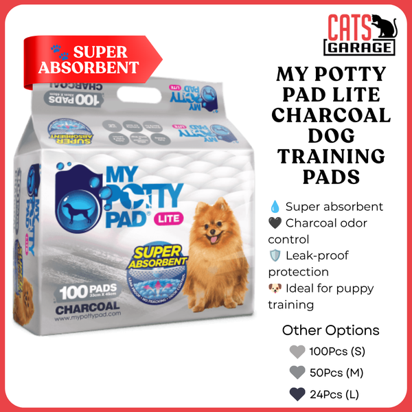My Potty Pad Lite Charcoal Dog Training Pads | Odor Control | Super Absorbent | Leak-Proof | Puppy & Pet Pee Pads