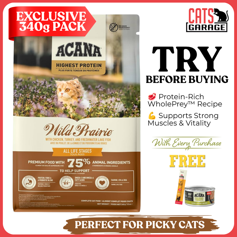 [TRIAL SIZE] ACANA Wild Prairie Cat Food 340g | Freeze-Dried Infused Grain Free High Protein Dry Cat Food Kibble