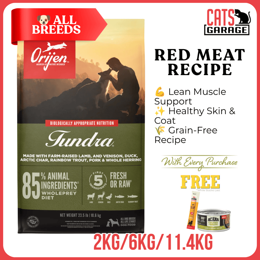 ORIJEN Tundra Dry Dog Food | Red Meat Recipe Adult Dog Kibble Grain Free Fresh Ingredients Raw Ingredients