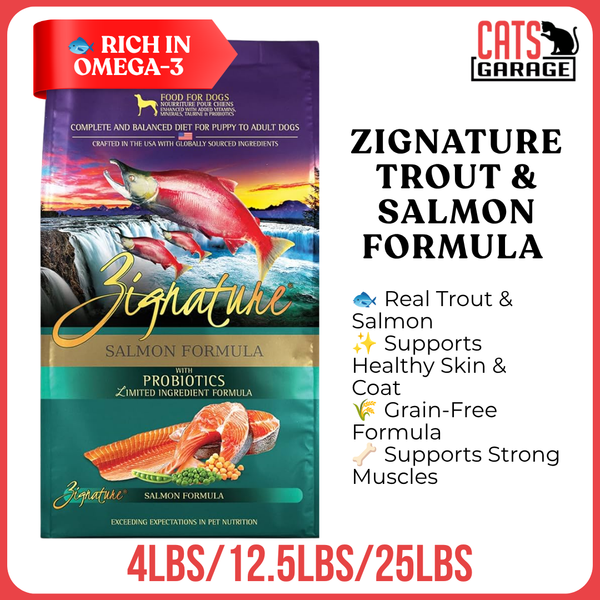 Zignature Trout & Salmon Meal Formula Dry Dog Food | Limited Ingredient | Grain-Free | Sensitive Skin & Stomach