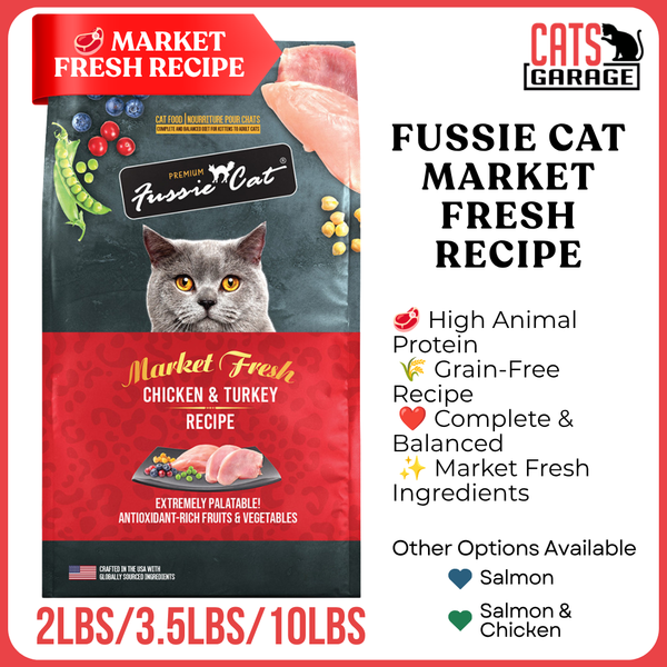 Fussie Cat Market Fresh Recipe Cat Dry Food | Grain-Free | High Protein | Complete & Balanced | 3 Sizes