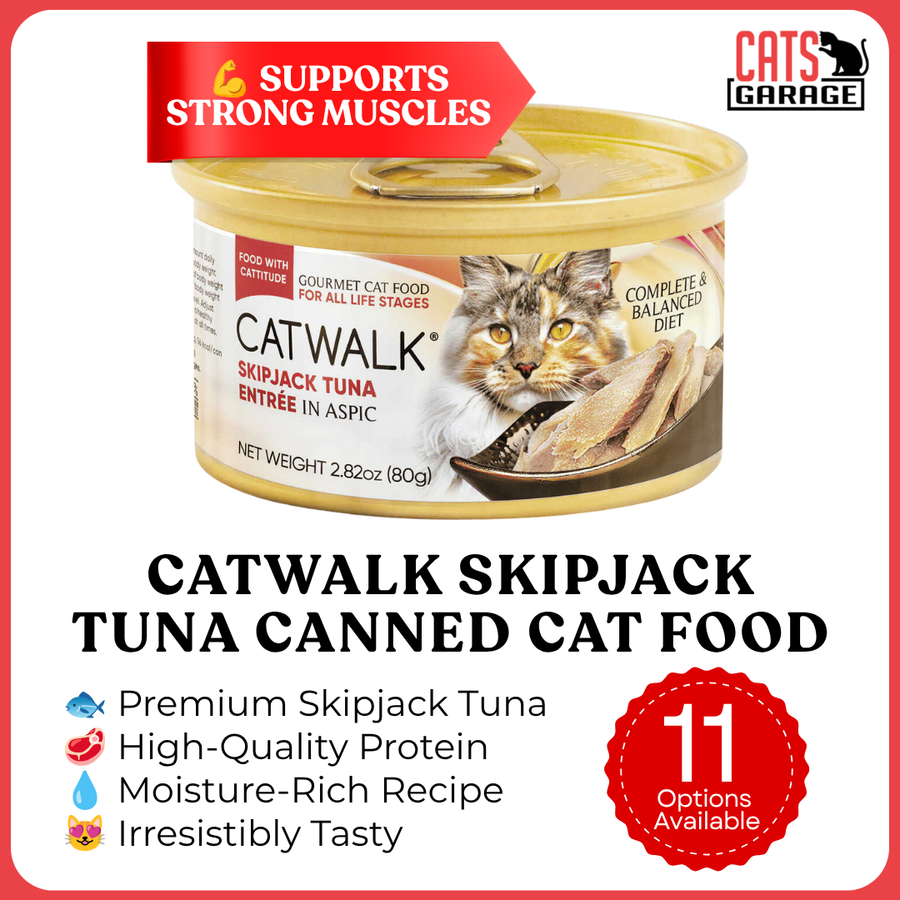 Catwalk Skipjack Tuna Canned Cat Food 24 x 80g | Tuna with Chicken, Salmon, Shrimp, Anchovies Wet Cat Food