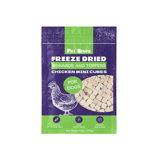 Pet Bites Freeze Dried Rewards and Toppers Chicken Mini Cubes For Dogs