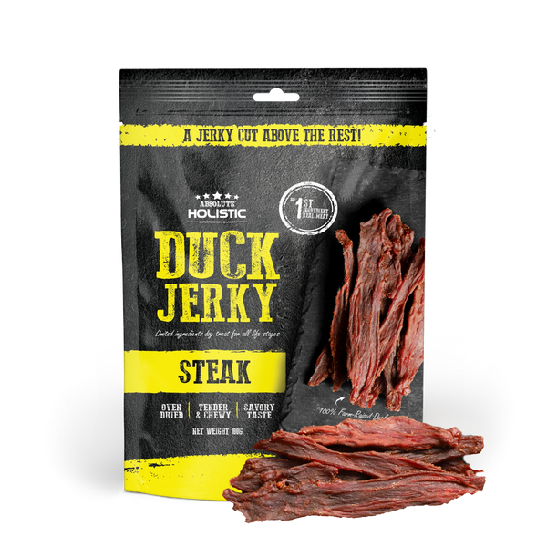 Absolute Holistic Grain Free Treats for Dog Duck Jerky Steak 100g