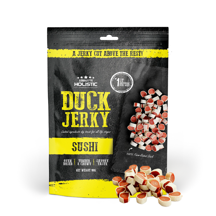 Absolute Holistic Grain Free Treats for Dog Duck Jerky Sushi 100g