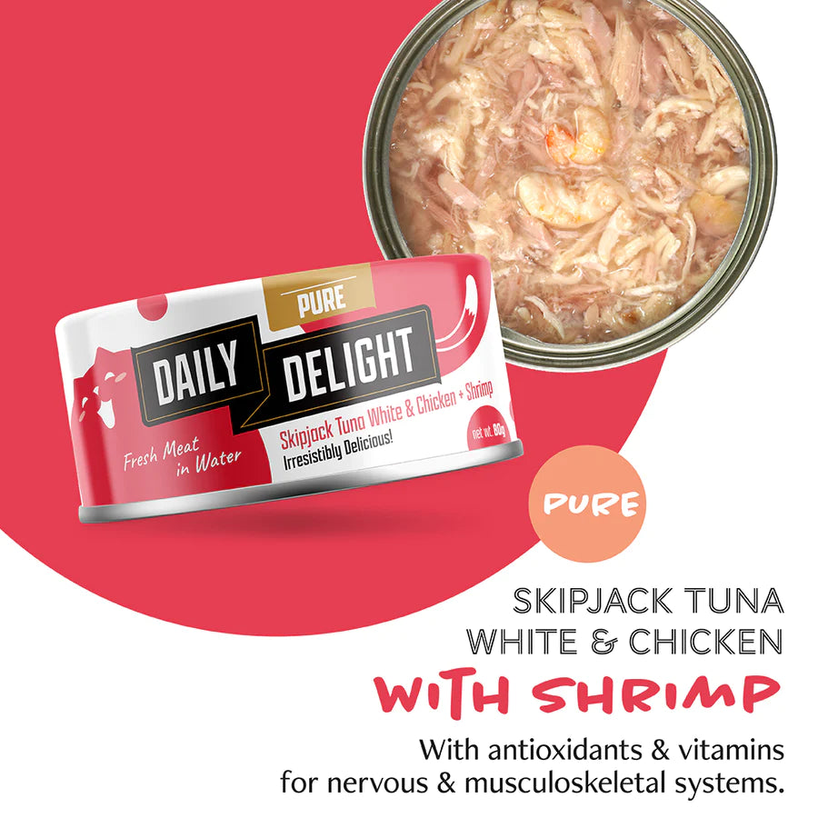Daily Delight Pure Skipjack Tuna White & Chicken With Shrimp 80g