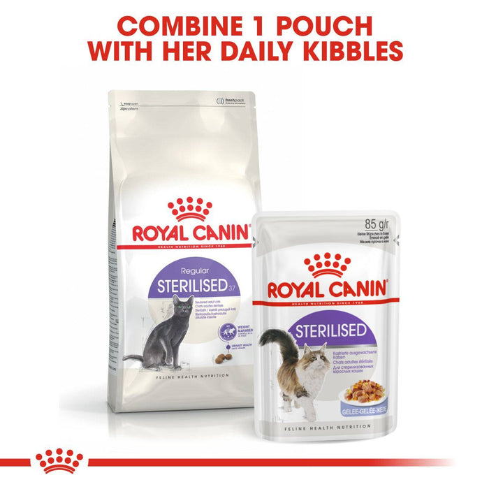Royal Canin Feline Pouch Sterilised Cat Wet Food in Jelly 85g X12