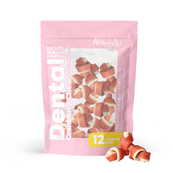 Altimate Pet Dog Dental Chews Infused with Cranberry Extract Knotted Bone 12pcs