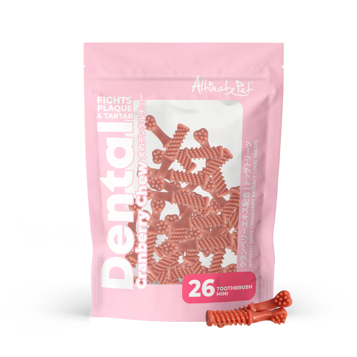 Altimate Pet Dog Dental Chews Infused with Cranberry Extract Toothbrush Mini 26pcs