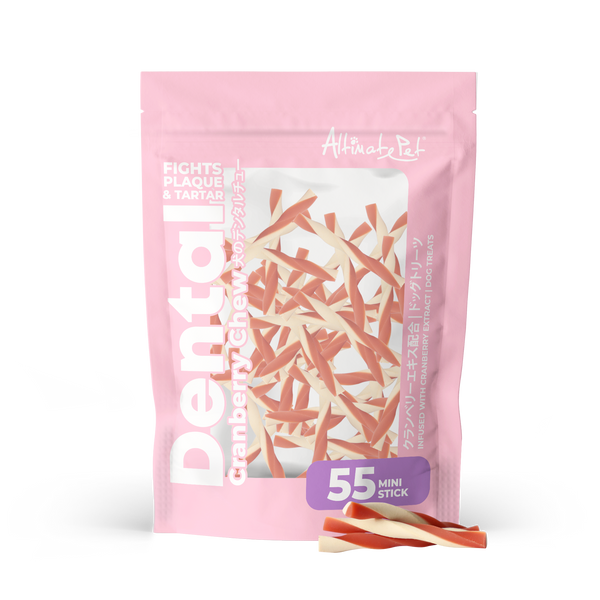 Altimate Pet Dog Dental Chews Infused with Cranberry Extract Mini Stick 55pcs