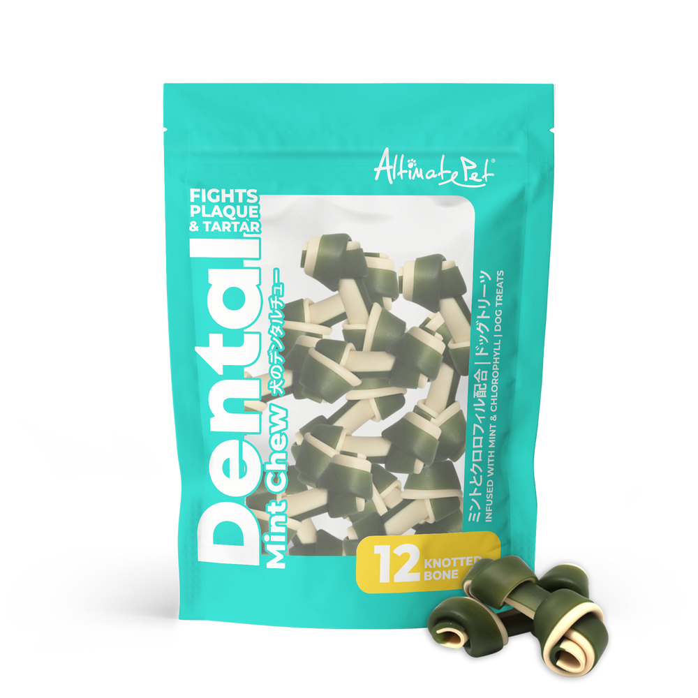 Altimate Pet Dog Dental Chews Infused with Mint & Chlorophyll Mint Knotted Bone 12pcs