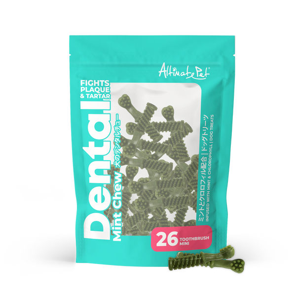 Altimate Pet Dog Dental Chews Infused with Mint & Chlorophyll Mint Toothbrush Mini 26pcs