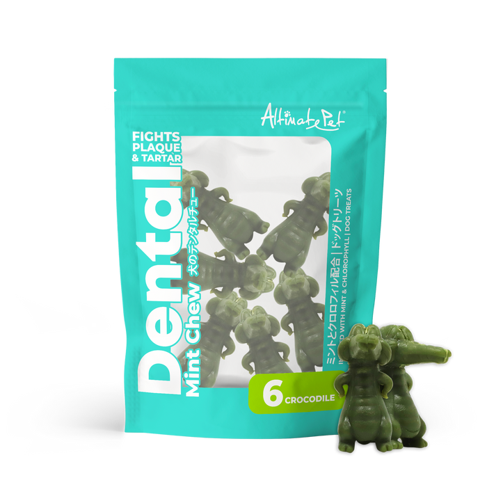 Altimate Pet Dog Dental Chews Infused with Mint & Chlorophyll Mint Crocodile 6pcs