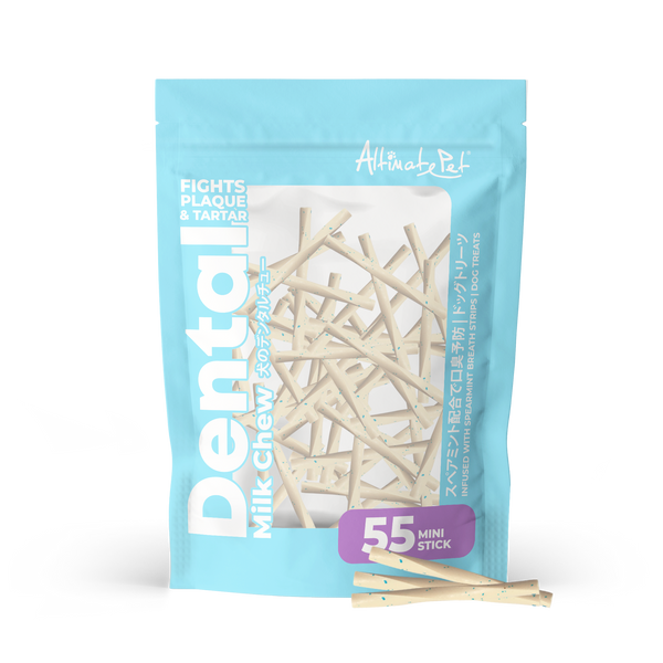 Altimate Pet Dog Dental Chews Infused with Spearmint Breath Strips Milk Mini Stick 55pcs