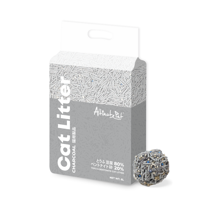 Altimate Pet Tofu & Bentonite Clumping Cat Litter CHARCOAL 6L X6