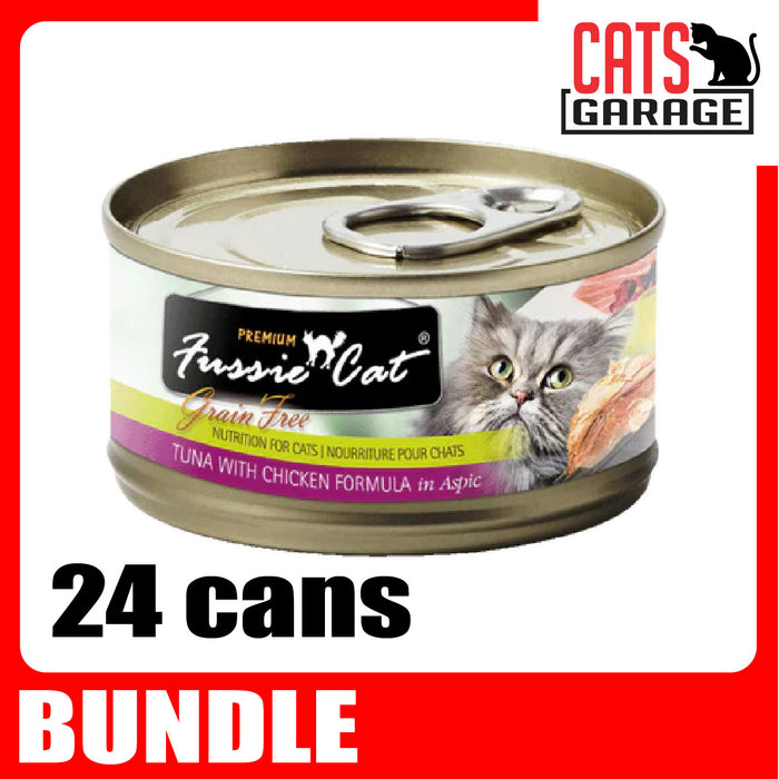 Fussie Cat BLACK LABEL Tuna w Chicken in Aspic 80g x 24 Cans