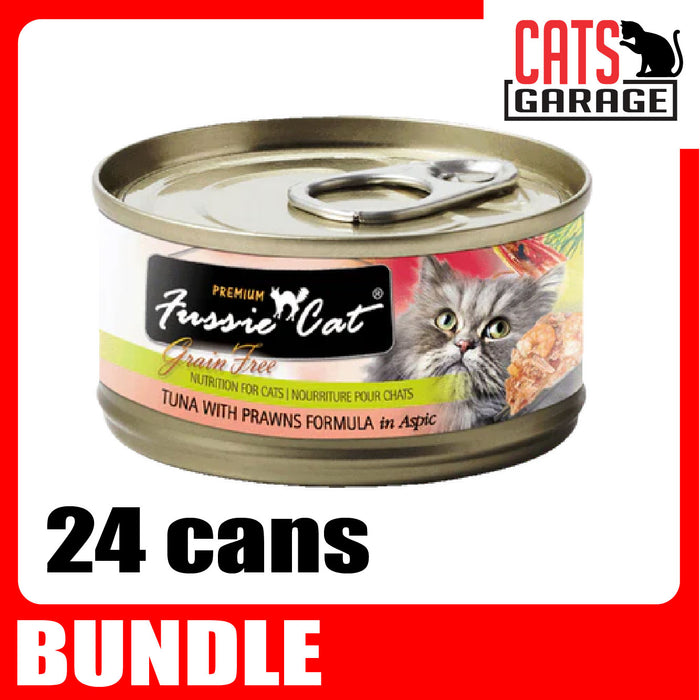 Fussie Cat BLACK LABEL Tuna w Prawns in Aspic 80g x 24 Cans