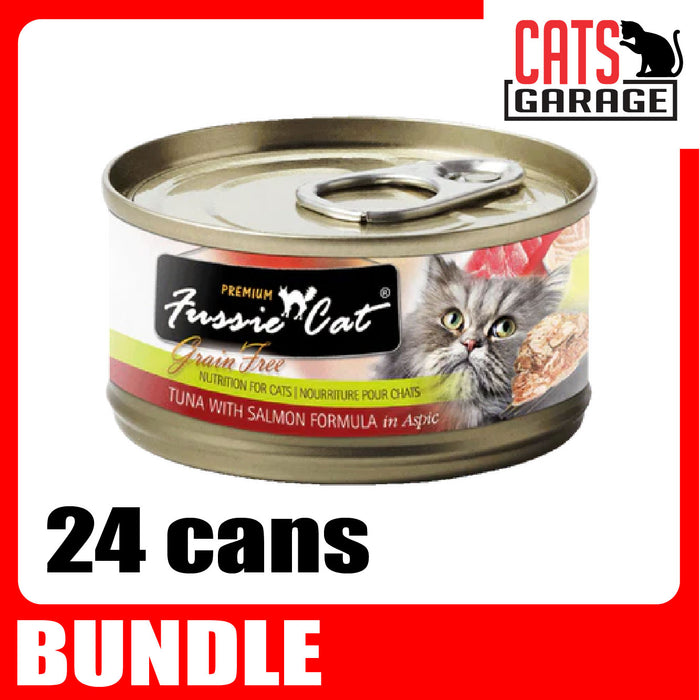 Fussie Cat BLACK LABEL Tuna w Salmon in Aspic 80g x 24 Cans