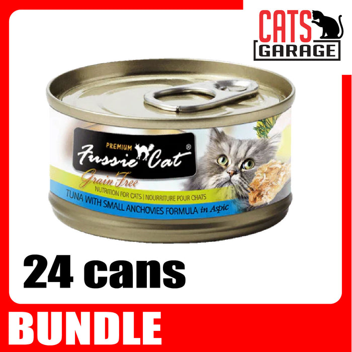 Fussie Cat BLACK LABEL Tuna w Small Anchovies in Aspic 80g x 24 Cans