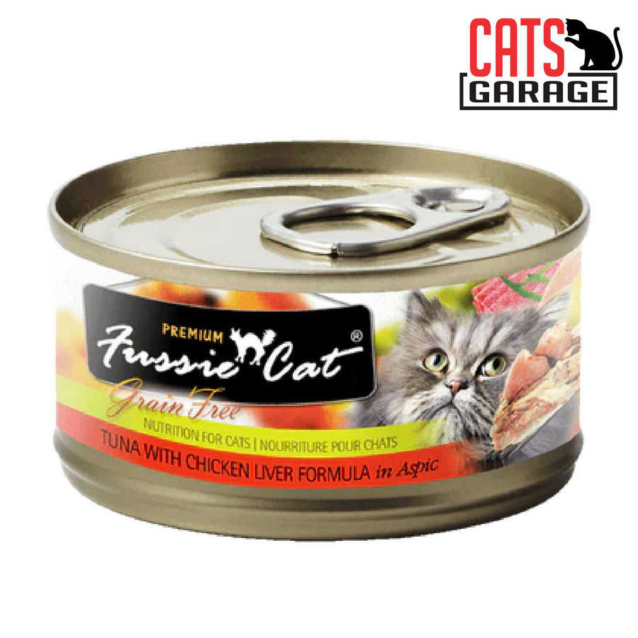 Fussie Cat BLACK LABEL Tuna w Chicken Liver in Aspic 80g x 24 Cans