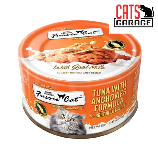 Fussie Cat Goat Milk Tuna w Anchovies 70g X 24 Cans