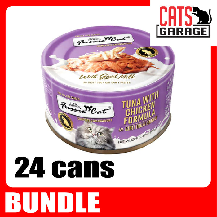 Fussie Cat Goat Milk Tuna w Chicken 70g x 24 Cans