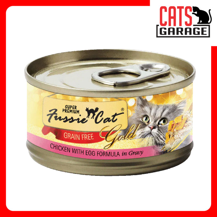 Fussie Cat - GOLD LABEL Chicken with Egg Formula in Gravy 80g x 24 Cans