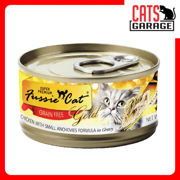 Fussie Cat - GOLD LABEL Chicken with Small Anchovies in Gravy 80g x 24 Cans