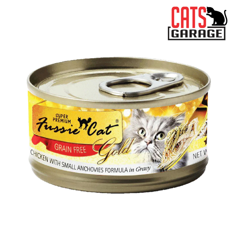 Fussie Cat - GOLD LABEL Chicken with Small Anchovies in Gravy 80g x 24 Cans