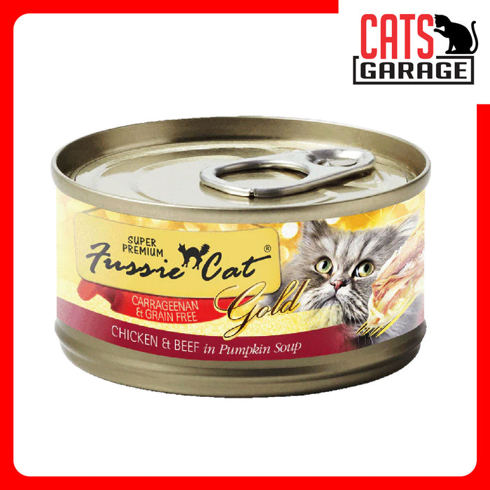 Fussie Cat - GOLD LABEL Chicken with Beef in Pumpkin Soup Formula in Gravy 80g X24