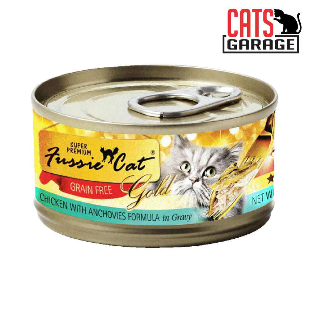 Fussie Cat - GOLD LABEL Chicken with Anchovies in Gravy 80g x 24 Cans