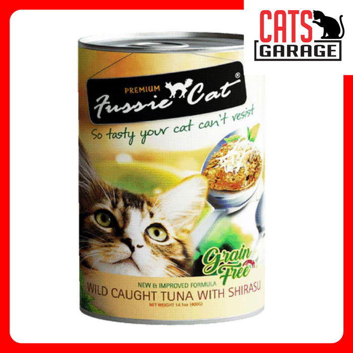 Fussie Cat Wild Caught Tuna w Shirasu 400g x 24 Cans
