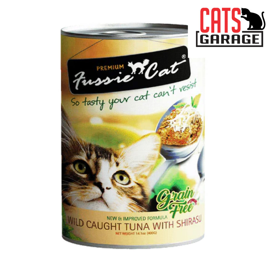 Fussie Cat Wild Caught Tuna w Shirasu 400g x 24 Cans