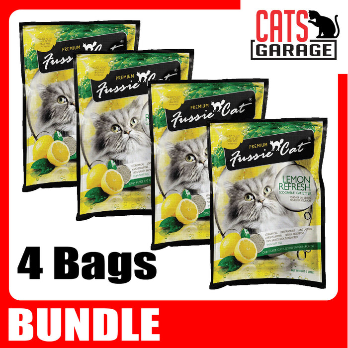 Fussie Cat Bentonite Litter LEMON REFRESH 10L x 4 Bags