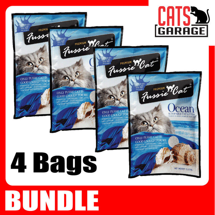 Fussie Cat Bentonite Litter OCEAN 10L x 4 Bags
