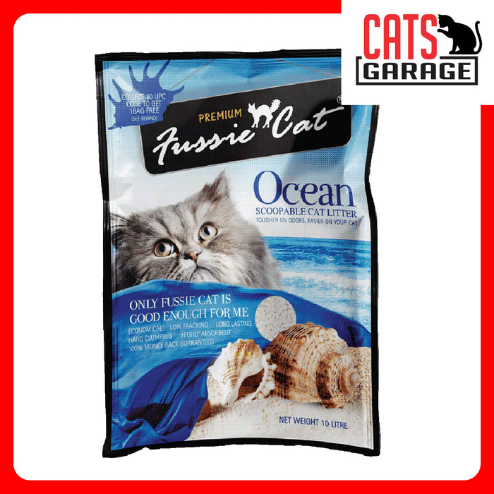 Fussie Cat Bentonite Litter OCEAN 10L x 4 Bags