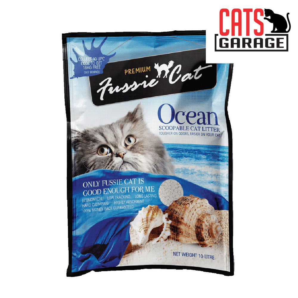 Fussie Cat Bentonite Litter OCEAN 10L x 4 Bags