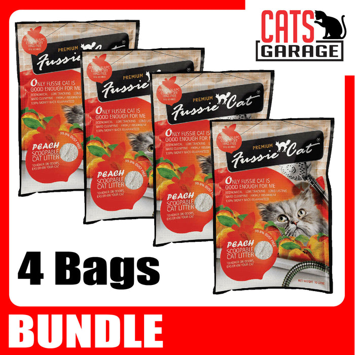 Fussie Cat Bentonite Litter PEACH 10L x 4 Bags