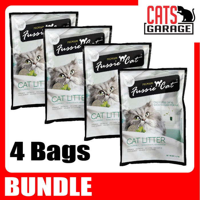Fussie Cat Bentonite Litter UNCSENTED 10L x 4 Bags