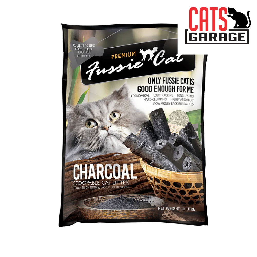 Fussie Cat Bentonite Litter ACTIVATED CHARCOAL 10L x 4 Bags