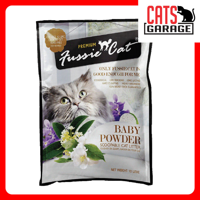 Fussie Cat Bentonite Litter BABY POWDER 10L x 4 Bags