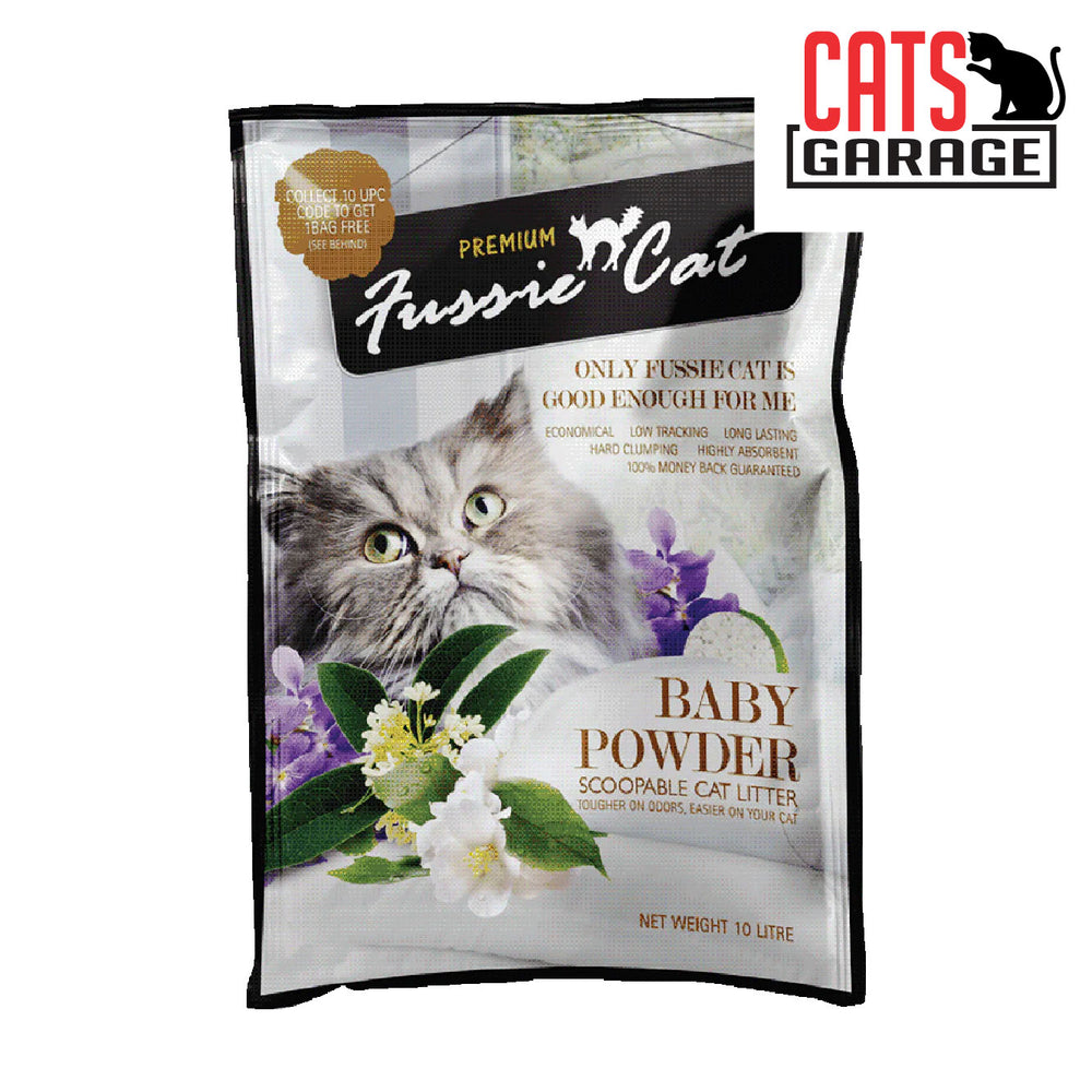 Fussie Cat Bentonite Litter BABY POWDER 10L x 4 Bags